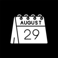 29 de agosto glifo invertido icono vector