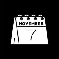 7mo de noviembre glifo invertido icono vector