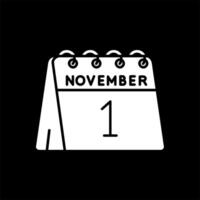 Primero de noviembre glifo invertido icono vector