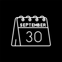 30th of September Line Inverted Icon vector