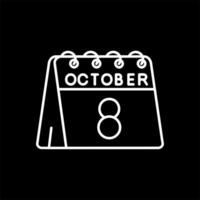 8vo de octubre línea invertido icono vector