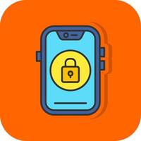 Lock Filled Orange background Icon vector