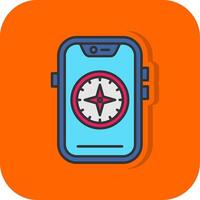 Compass Filled Orange background Icon vector