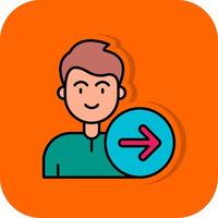 Forward Filled Orange background Icon vector