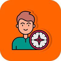 Compass Filled Orange background Icon vector