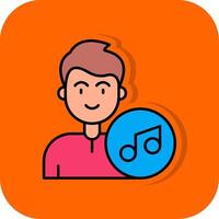 Music Filled Orange background Icon vector