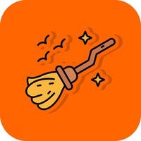 Broom Filled Orange background Icon vector