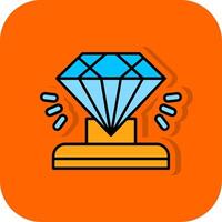 Diamond Filled Orange background Icon vector