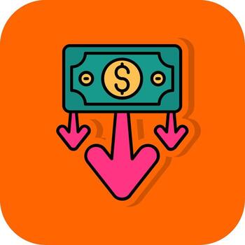 Decrease Filled Orange background Icon vector