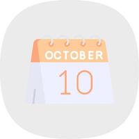 10th of October Flat Curve Icon vector