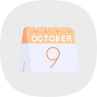 9th of October Flat Curve Icon vector