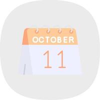 11th of October Flat Curve Icon vector