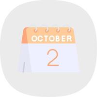 2nd of October Flat Curve Icon vector