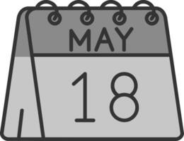 18 de mayo línea lleno escala de grises icono vector