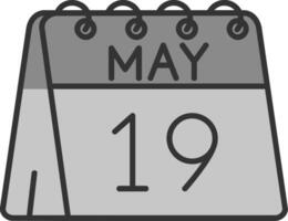 19th of May Line Filled Greyscale Icon vector