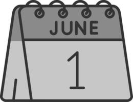 1st of June Line Filled Greyscale Icon vector