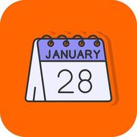 28 de enero lleno naranja antecedentes icono vector
