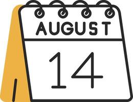 14th of August Skined Filled Icon vector