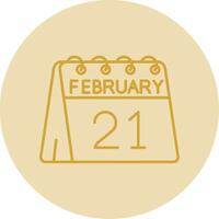 21st of February Line Yellow Circle Icon vector