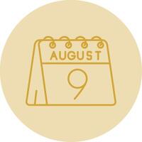 9th of August Line Yellow Circle Icon vector