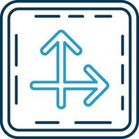 Intersect Line Blue Two Color Icon vector