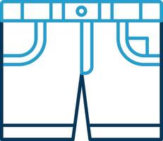 pantalones cortos línea azul dos color icono vector