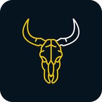 Bull skull Line Yellow White Icon vector