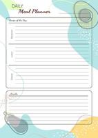Daily planner, meal planner template. Nice and simple printable to-do list. Digital healthy meal planner. vector