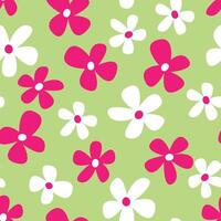 Daisy flowers seamless pattern funky style.  Floral pattern. For fabric, textile, cover, background. Vector graphic