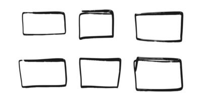 Vector set of scribble doodle frames. Geometric rectangle border isolated on white background