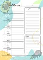 Meal Planner. Vertical vector planner for a week. Planning of proper nutrition and grocery shopping.