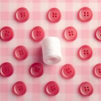 ai generado hermosa textura con rosado botones y un bobina para de coser para social medios de comunicación enviar Talla foto
