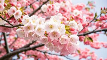 ai generado lleno floración sakura flor árbol aislado en blanco antecedentes foto