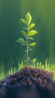 AI generated Financial growth concept Seedling plant on green nature background Vertical Mobile Wallpaper photo