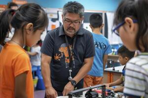 AI generated robotics and stems camp. generative ai photo