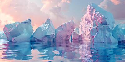 AI generated Colorful ice - iceberg abstract wallpaper photo