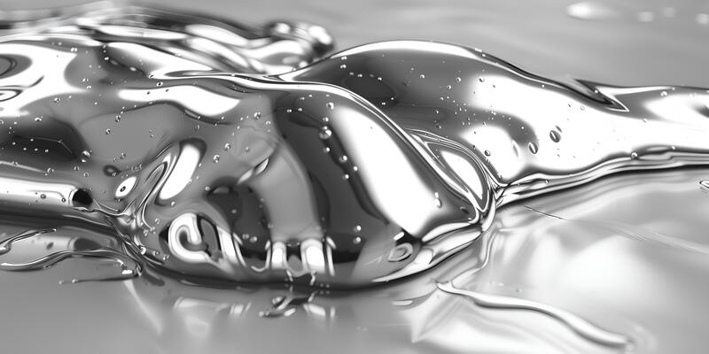 AI generated Chrome silver metallic shiny abstract shapes background