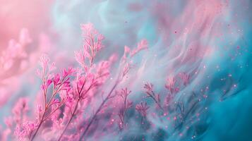 AI generated Tender floral abstract background with spring summer field and bokeh effect photo