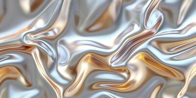 AI generated Wavy curvy silver gold blue abstract wall art background photo