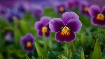 ai generado hermosa púrpura Violeta flor, maravilloso naturaleza en ultra Violeta foto