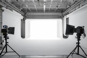 AI generated Studio elegance Empty photo studio with white cyclorama backdrop