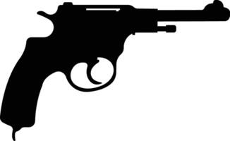 Pistol icon in flat from army and war isolated on symbol vector for apps and website. gun, rifle, revolver for Wild West concept, police officer ammunition or military weapon.