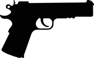 Pistol icon in flat from army and war isolated on symbol vector for apps and website. gun, rifle, revolver for Wild West concept, police officer ammunition or military weapon.