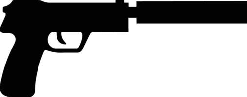 Pistol icon in flat from army and war isolated on symbol vector for apps and website. gun, rifle, revolver for Wild West concept, police officer ammunition or military weapon.