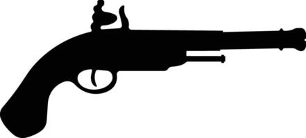 Pistol icon in flat from army and war isolated on symbol vector for apps and website. gun, rifle, revolver for Wild West concept, police officer ammunition or military weapon.