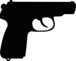 Pistol icon in flat from army and war isolated on symbol vector for apps and website. gun, rifle, revolver for Wild West concept, police officer ammunition or military weapon.