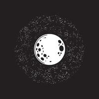 a black and white moon with stars vector