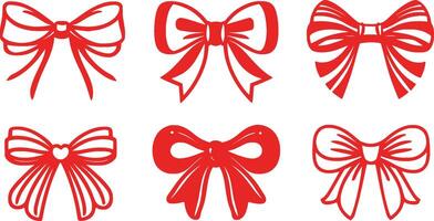 a set of red bows on a white background vector