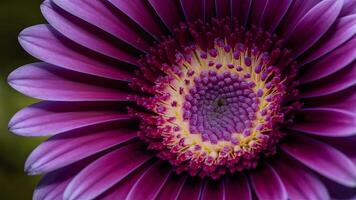 AI generated Extreme detailed macro of purple gerbera flower with soft petals photo