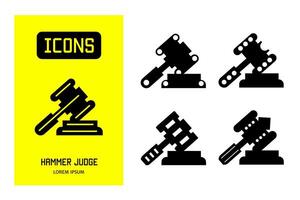 Set of flat icons of  hammer judge. Vector design for business and stock.